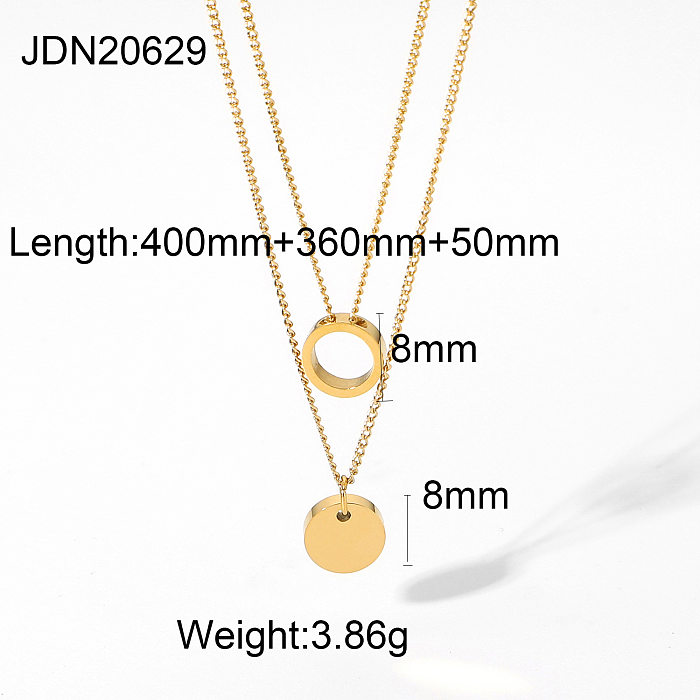 European and American Ins Internet Celebrity Stainless Steel Necklace 14K Gold Plated Stainless Steel Jewelry round Rings Pendants Necklace Set for Women