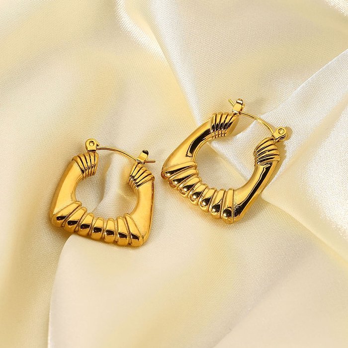 new trapezoidal 18k goldplated hoop earrings stainless steel jewelry fashion personality hug earrings