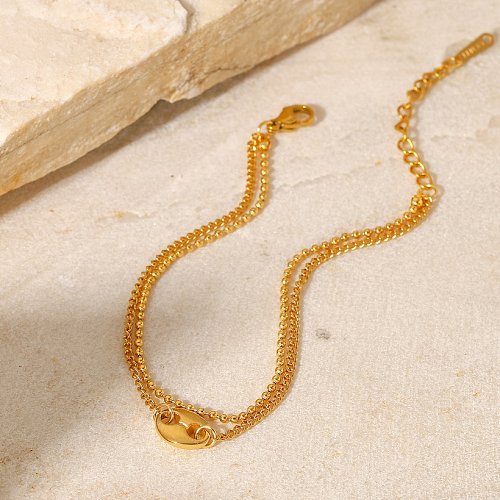 Fashion Creative Pig Nose Pendant Coffee Beans Ball Bead DoubleLayer 18 Gold Stainless Steel Bracelet