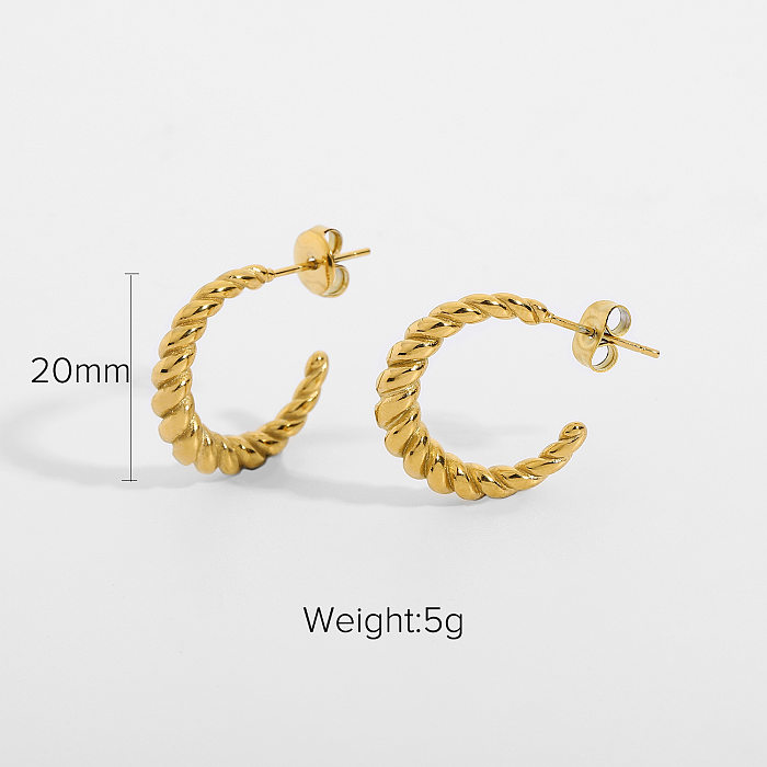 INS New 18K Gold Plated C Shaped Earrings Stainless Steel Jewelry Fashion Geometric Titanium Steel Womens Gold Earrings Ornament