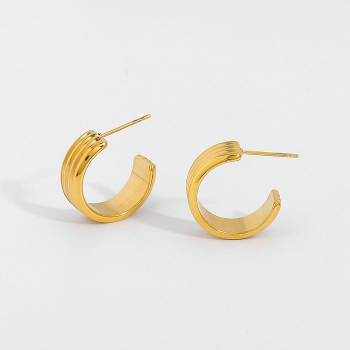 earrings jewelry 18K vacuum plating gold stainless steel threelayer cshaped tire earrings