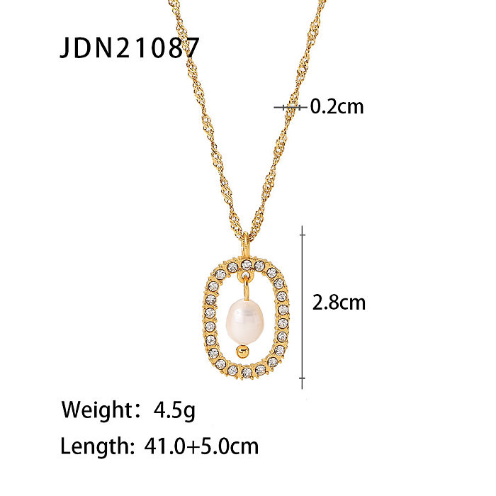 Fashion Geometric Stainless Steel Necklace Plating Zircon Stainless Steel Necklaces