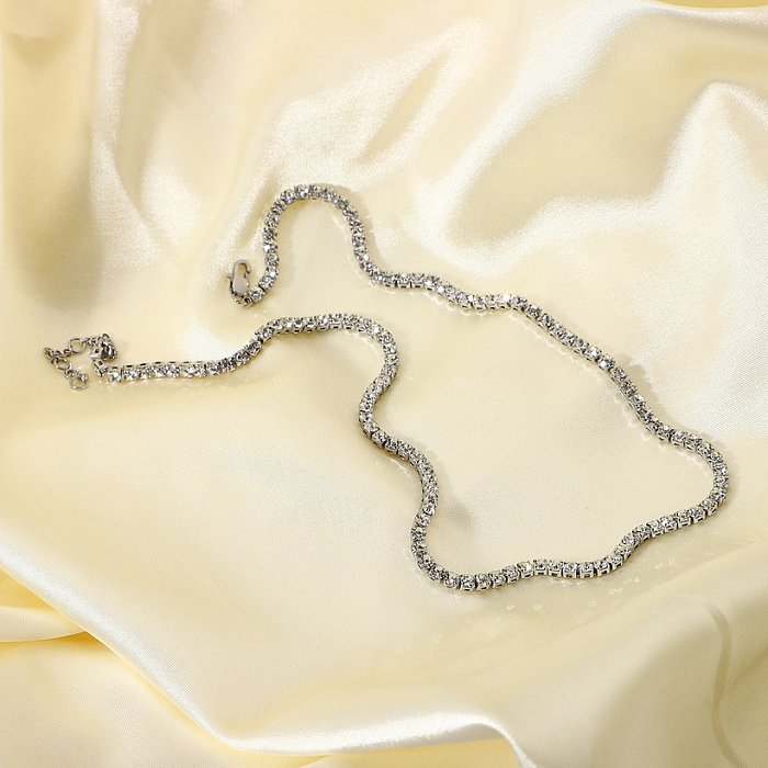 colar de zircão cúbico de aço inoxidável banhado a ouro fashion atacado jóias
