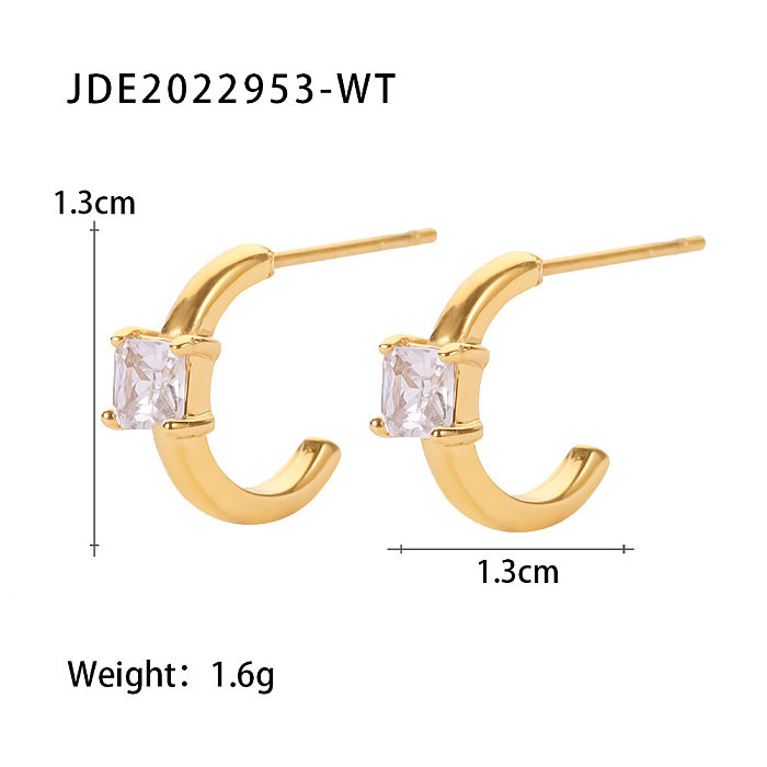 Fashion Geometric Stainless Steel Earrings Plating Zircon Stainless Steel Earrings