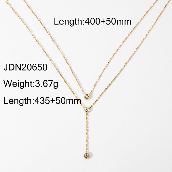 collier double couche en forme de Y en acier inoxydable simple bijoux en gros