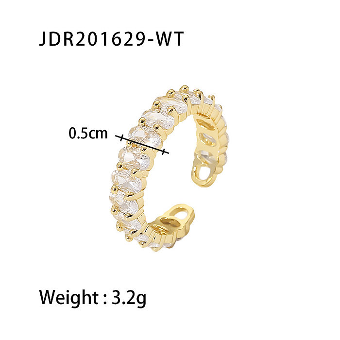 Fashion Oval Stainless Steel Open Ring Plating Zircon Stainless Steel Rings