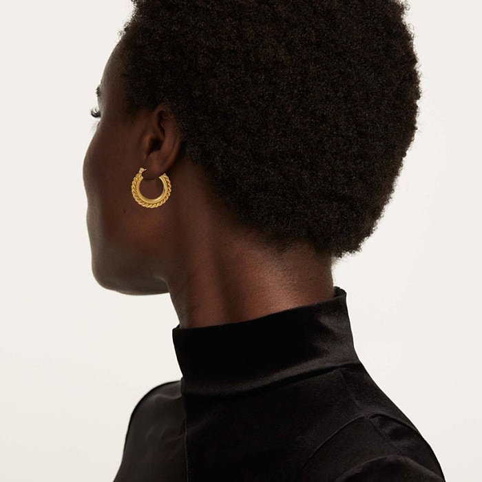 Fashion Twist CShaped Double Layer Womens Geometrische Ohrringe aus 18 Karat Gold-Edelstahl