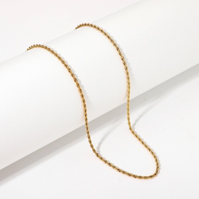 Collar de acero inoxidable chapado en oro de 18 quilates, collar de cadena fina de oro