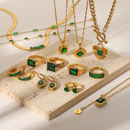 Fashion Geometric Stainless Steel Pendant Necklace Plating Zircon Stainless Steel Necklaces