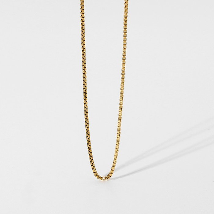 18K simples petites perles carrées collier en acier inoxydable bijoux en gros