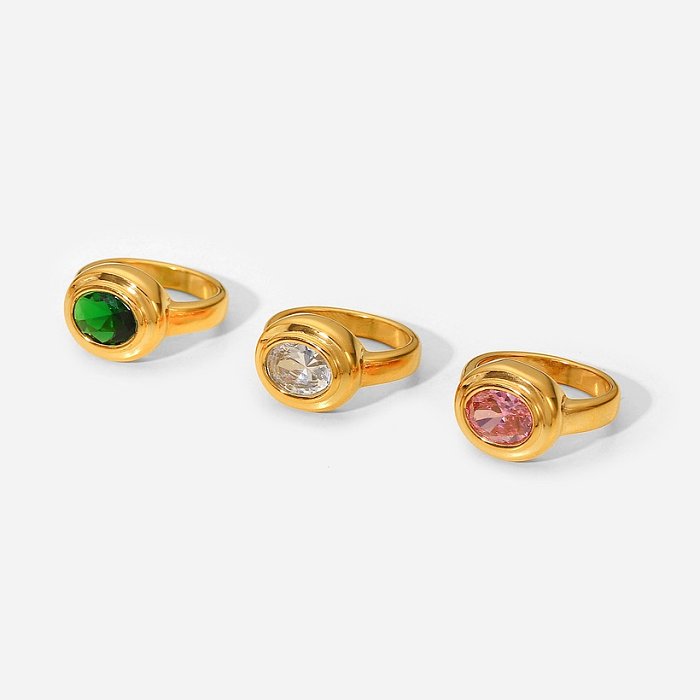 New fashion goldplated stainless steel oval zircon multilayer threedimensional ring jewelry