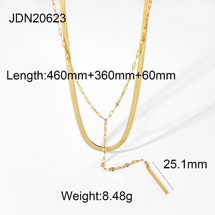 simple stainless steel double snake chain rope necklace wholesale jewelry