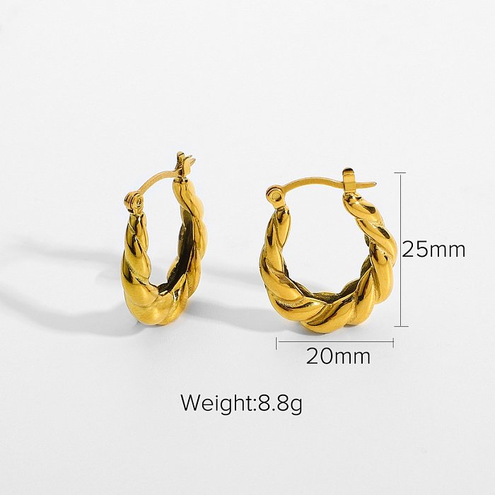 fashion stainless steel twisted pair crude croissant earrings