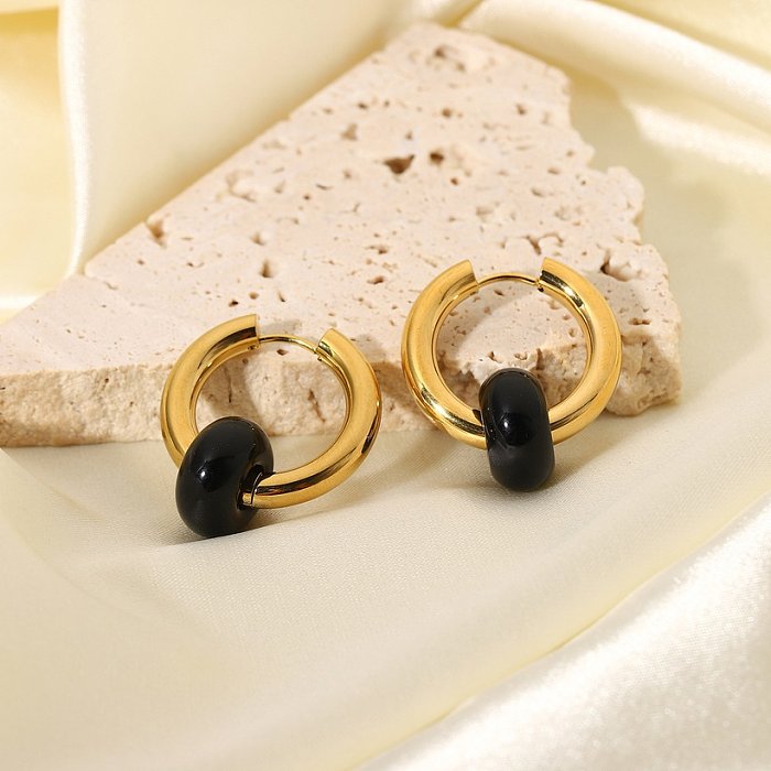 wholesale fashion 18K goldplated stainless steel color stone earrings jewelry
