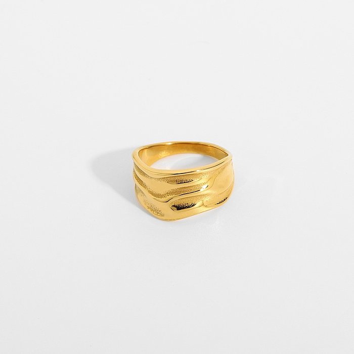 Retro Geometric Stainless Steel Rings Pleated Stainless Steel Rings