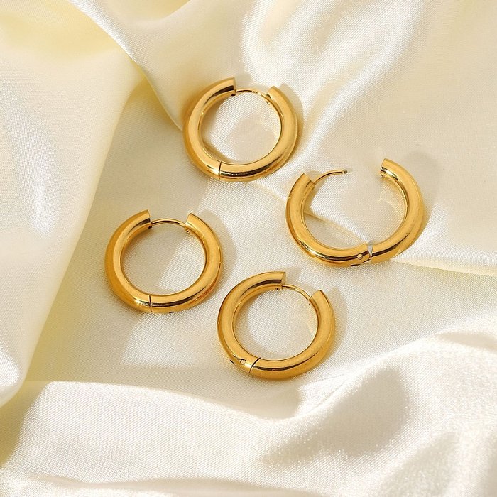 Wholesale Fashion Double Goldplated Stainless Steel Solid Hoop Earrings jewelry
