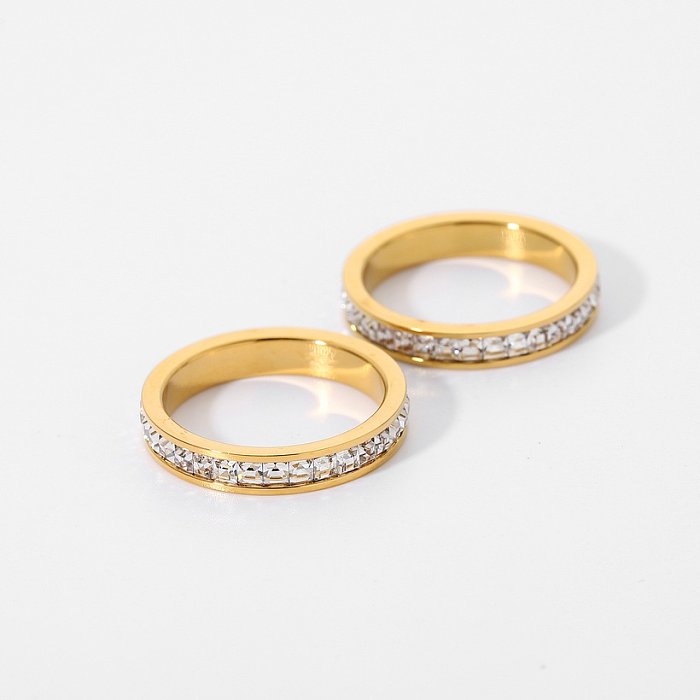 wholesale fashion 18K goldplated inlaid zircon titanium steel ring jewelry
