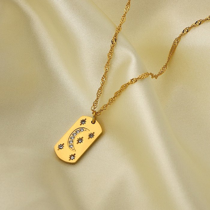 Mode-Mondstern-Halskette aus 18 Karat vergoldetem Edelstahl