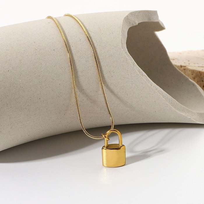 Chaîne de cadeau de mode bijoux en acier inoxydable collier pendentif serrure en or
