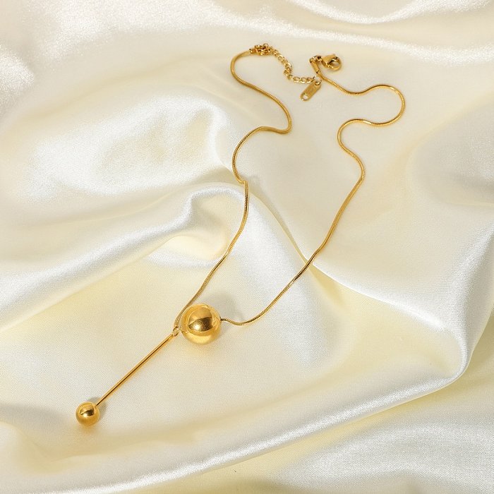 simple chaîne de serpent mince en acier inoxydable empilant boule pendentif collier bijoux en gros