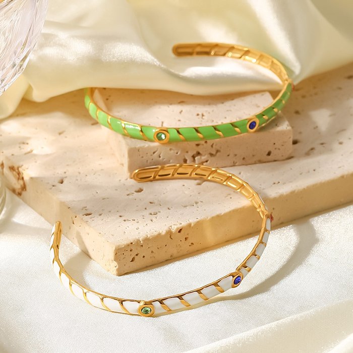 Fashion Geometric Stainless Steel Bracelets Gold Plated Zircon Stainless Steel Bracelets