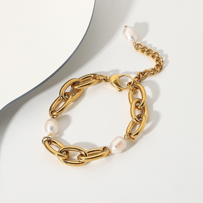 baroque oval goldplated stainless steel bracelet