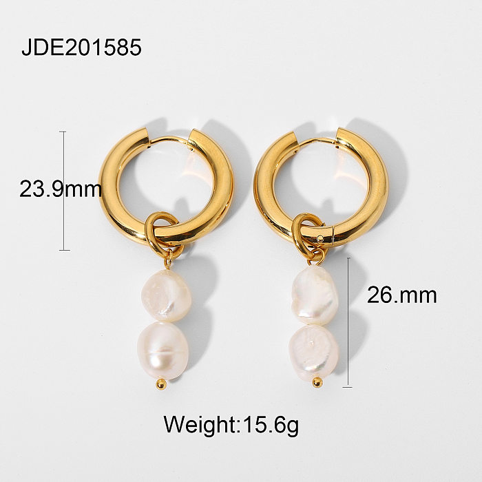 wholesale fashion 18K goldplated double freshwater pearl pendant earrings jewelry