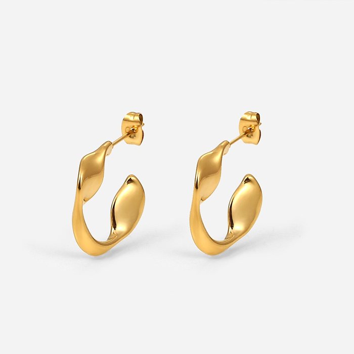 New Fashion Simple 18K Gold Plated Stainless Steel Mobius Hoop Earrings Stud