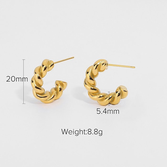 fashion goldplated stainless steel twist spiral hoop earrings