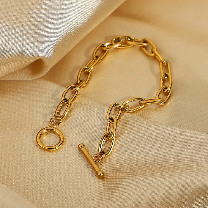 pulseira de aço inoxidável banhado a ouro OT clássico da moda