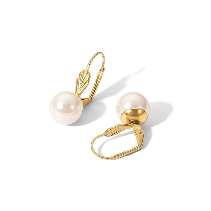 Mode-geometrische Edelstahl-Ohrringe, die Perlen-Edelstahl-Ohrringe überziehen