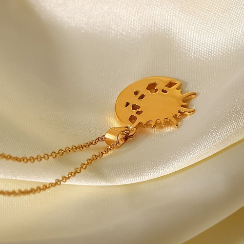 Fashion Sun Star Moon Stainless Steel Necklace Gold Plated Zircon Stainless Steel Necklaces