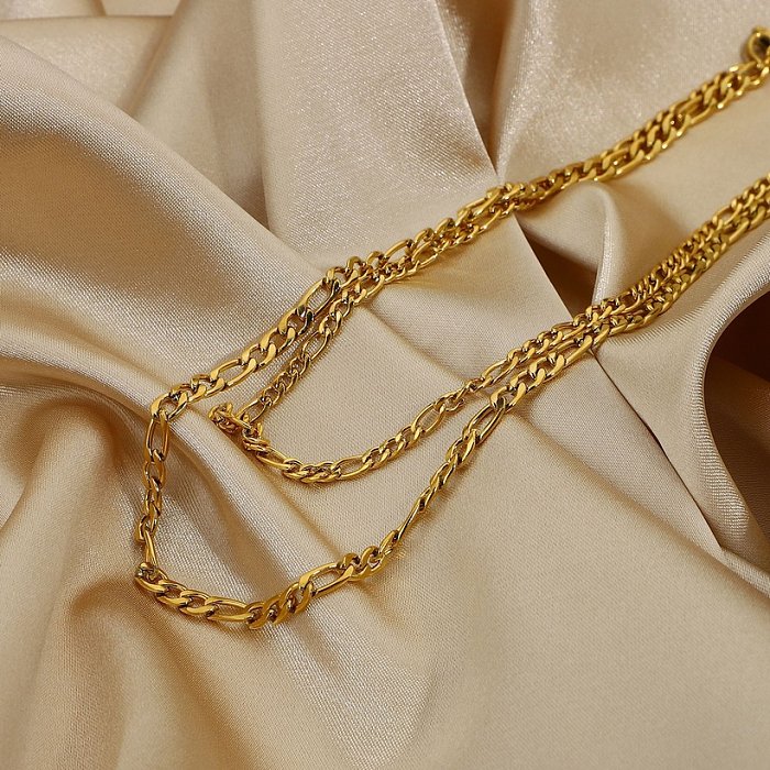 einfache zweilagige Halskette aus 18 Karat vergoldetem Edelstahl