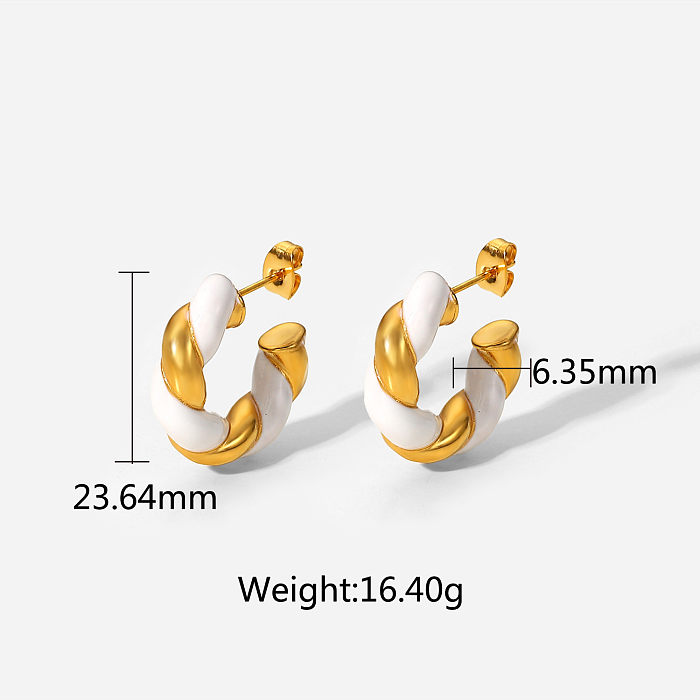 Fashion Stainless Steel Twist Earrings Daily Electroplating Unset Stainless Steel Earrings