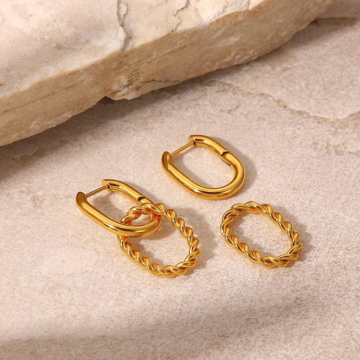 Retro Simple Style Geometric Plating Stainless Steel Earrings