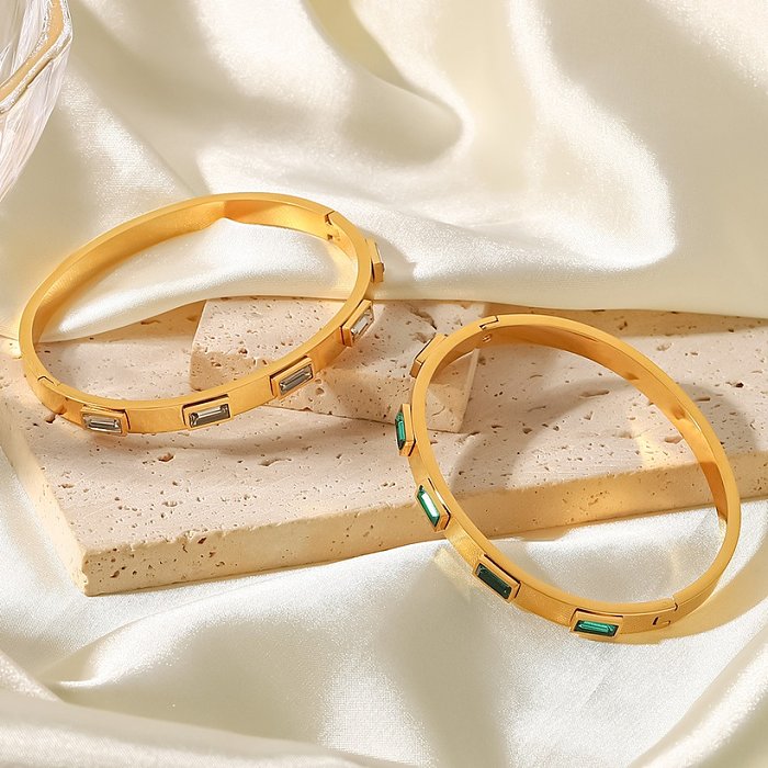 Bracelets en acier inoxydable carrés de style vintage plaqués bracelets en acier inoxydable zircon