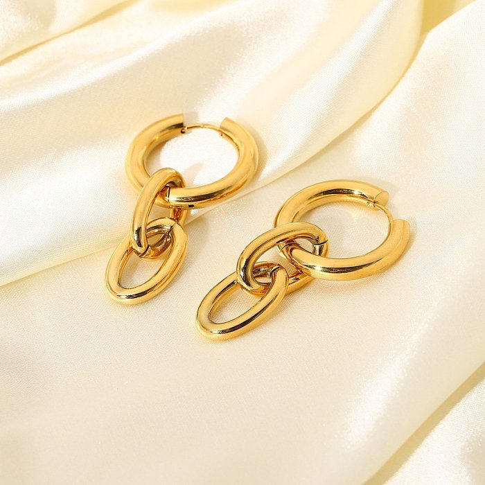 wholesale fashion 18K goldplated stainless steel gold chain earrings jewelry