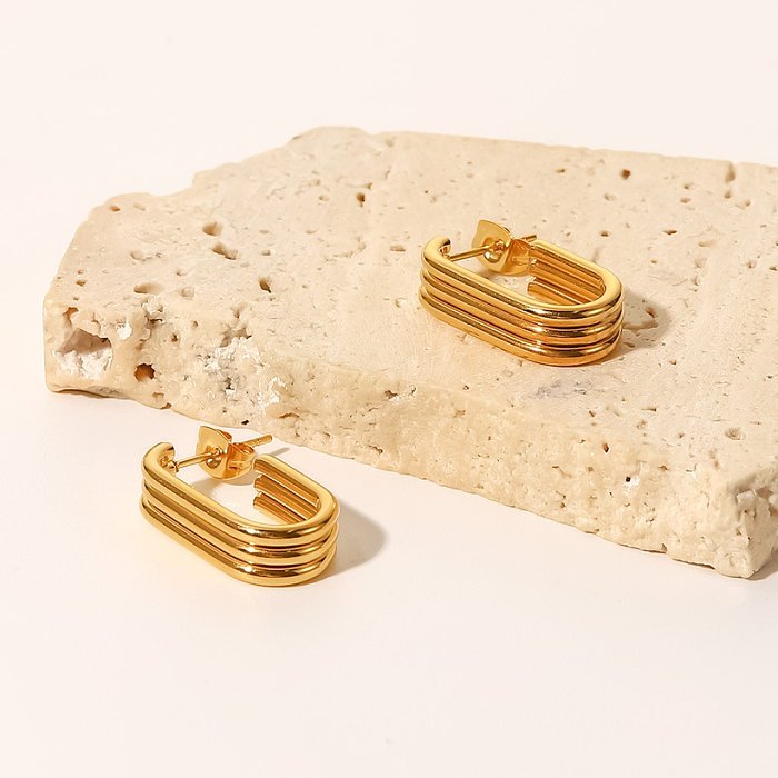 Brincos de orelha de aço inoxidável em forma de U da moda brincos de aço inoxidável banhados a ouro
