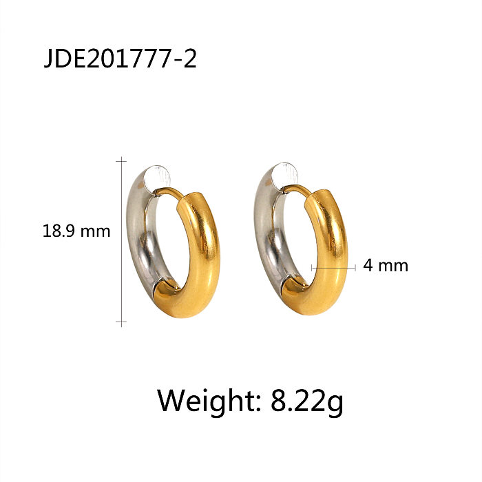 fashion 18k goldplated titanium steel gold and silver handover geometric earrings