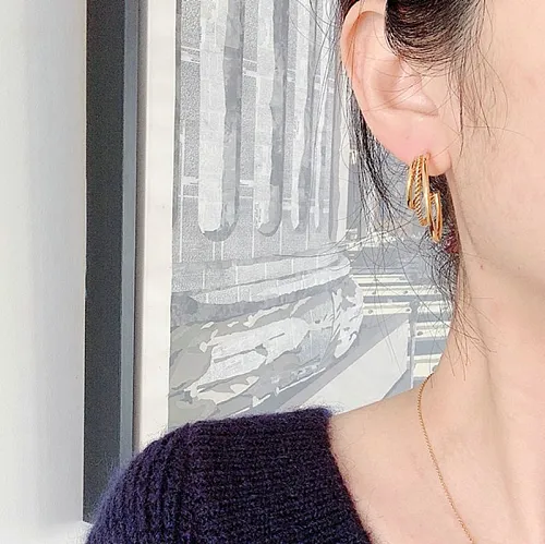 wholesale jewelry threelayer circle stainless steel fashion earrings jewelry