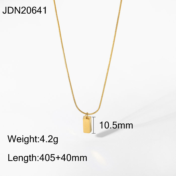 Simple Threedimensional Stainless Steel Rectangular Pendant Necklace Wholesale jewelry
