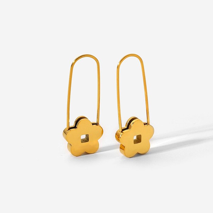 INS Internet Celebrity 18K Gold Earrings Stainless Steel Little Flower Clip Modeling Stud Earrings Female Titanium Steel Earrings Jewelry