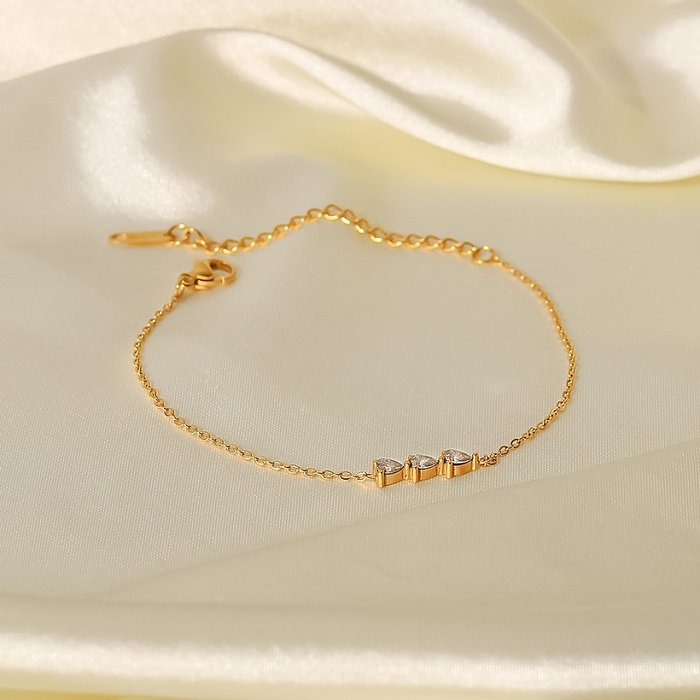 Pulseiras geométricas fashion de aço inoxidável banhadas a ouro zircão pulseiras de aço inoxidável