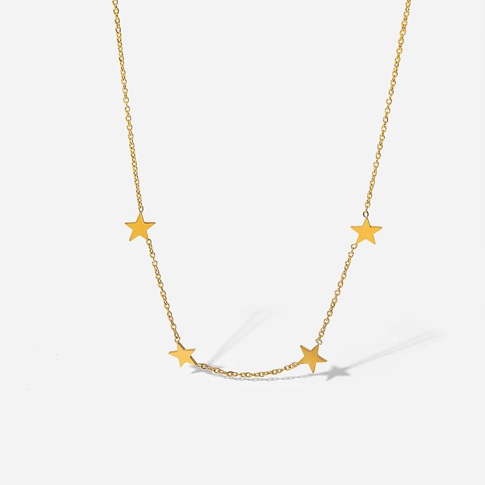 Fashion Simple Star Fine Ball Bead Womens Stainless Steel Necklace