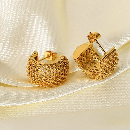 wholesale jewelry hollow rhombus plaid stainless steel earrings jewelry