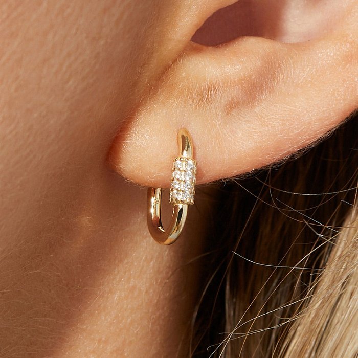 Boucles d'oreilles géométriques en acier inoxydable à la mode Placage Zircon Boucles d'oreilles en acier inoxydable