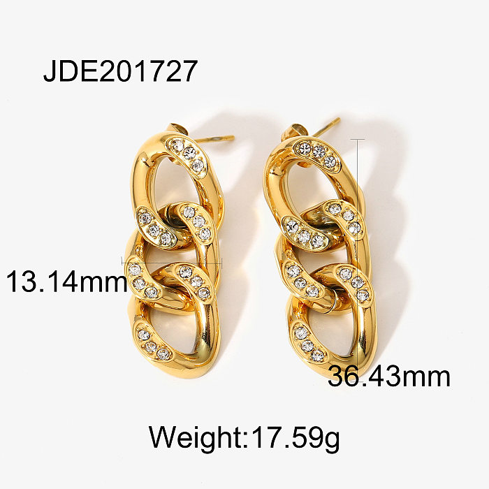 Boucles d'oreilles de personnalité nouvelle mode en acier inoxydable plaqué or 18 carats boucles d'oreilles en chaîne de diamants bijoux de mode