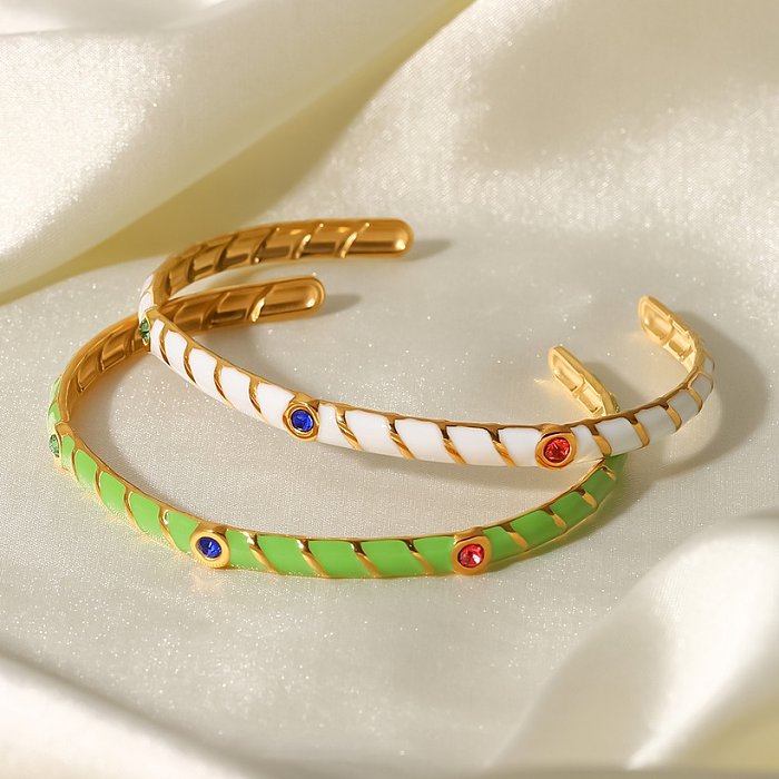 Fashion Geometric Stainless Steel Bracelets Gold Plated Zircon Stainless Steel Bracelets