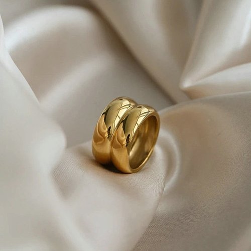 Fashion widesided doublelayer metal ring