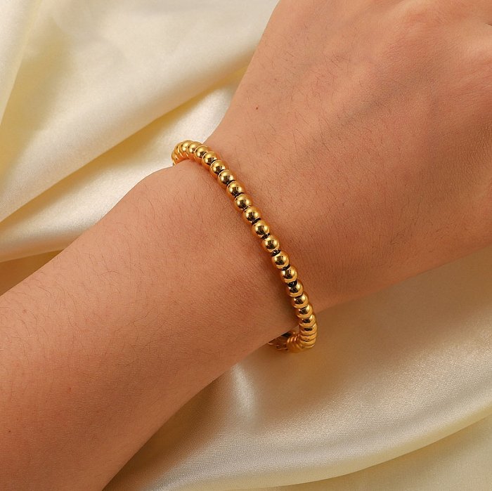 Bracelet perlé géométrique en acier inoxydable plaqué or 18 carats de nouveau style